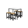 Zestaw Barowo - Jadalniany z Metalu , Blat Biały Płyta MDF  Stół +4 Taborety Model  ZETS-17